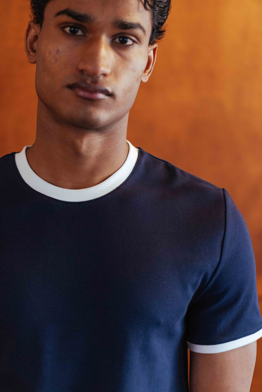 Brando T-Shirt, Navy Ringer – 33mm