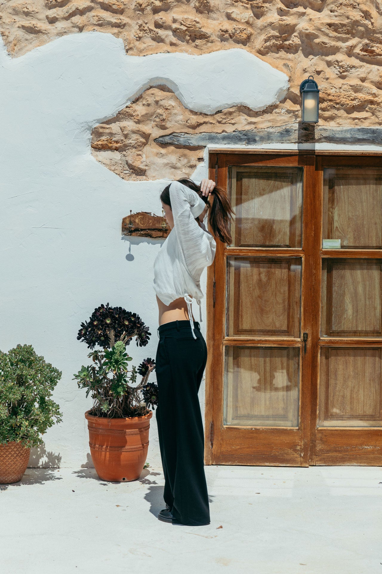 マージュール marjour LACE COMBINATION SHEER SHIRT （OFFWHITE） NWT_ZARA WOMAN SS24 MIXED VELVET SEMI-SHEER SHIRT_OYSTER