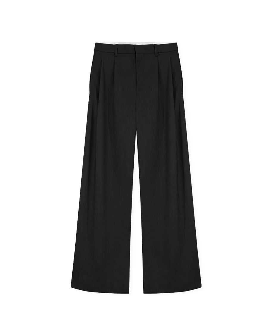 Double Waistband Trousers in Black With Double Waistband