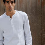 Ezra Ribbed Henley, White