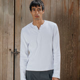 Ezra Ribbed Henley, White