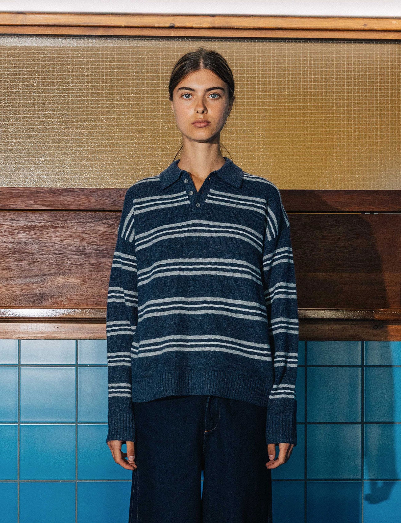 Myles Polo Knit, Navy – 33mm