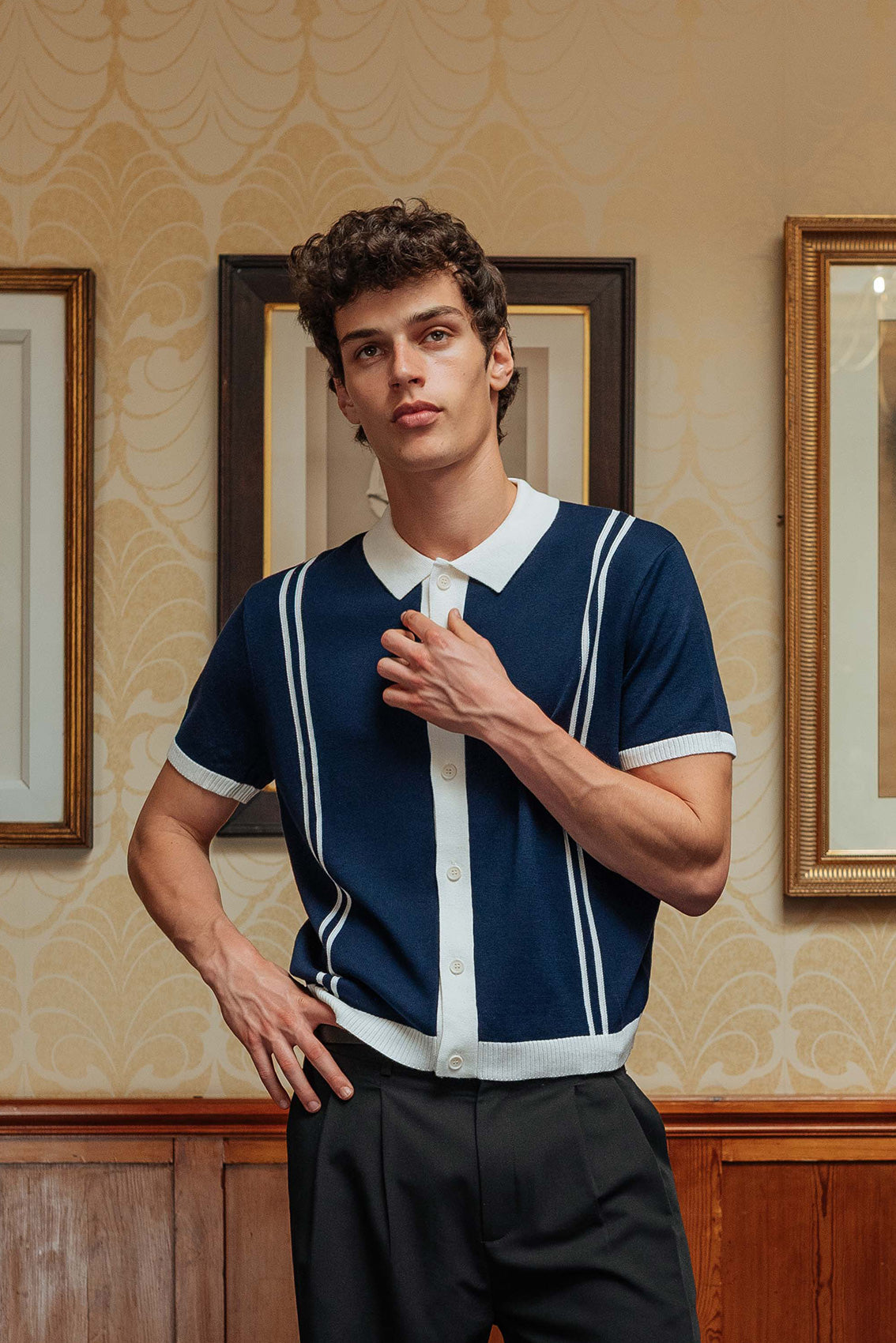 Myles Polo Knit, Navy – 33mm